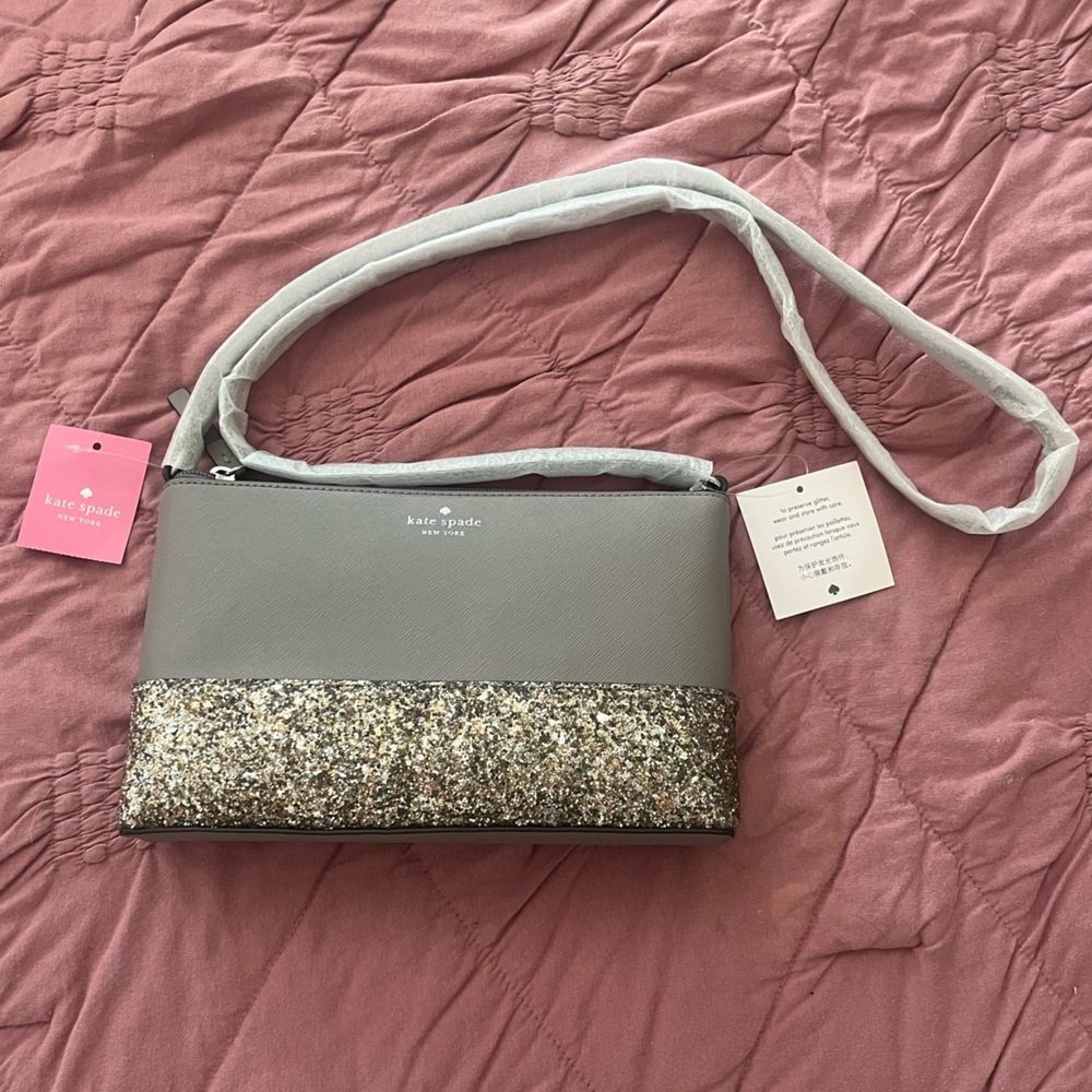 NWT KATE SPADE GLITTER SAFFIANO LEATHER CROSSBODY BAG WKRU5693